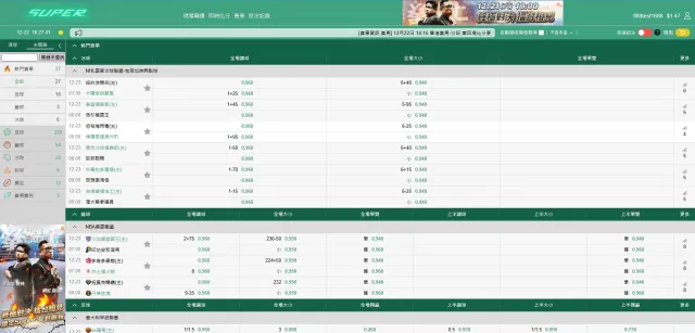 Super體育運彩投注畫面