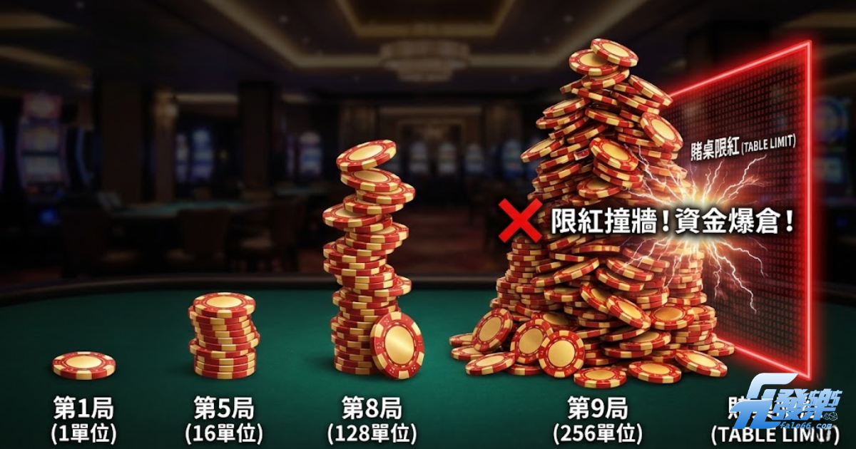 馬丁格爾策略風險圖解：指數爆炸與限紅撞牆